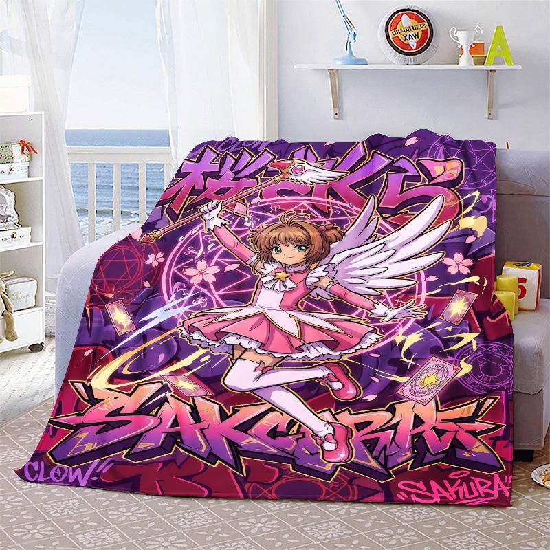 Cardcaptor Sakura Anime Flannel Blanket Soft Cozy Warm Throw Lightweight Blanket for Bed Sofa Home -QJY