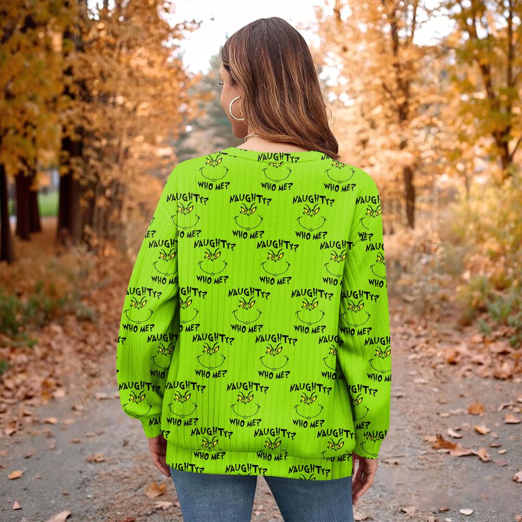 Women's Printed Lightweight Brushed-Cotton Round Neck Top