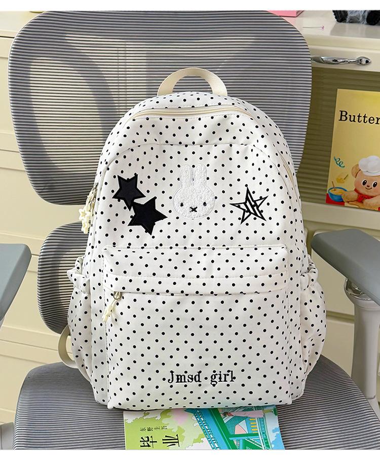 Schoolbag Japanese Girl Wind Polka Dot Backpack Female Student Schoolbag Junior High School High School Student Simple Versatile Small Fresh Backpack