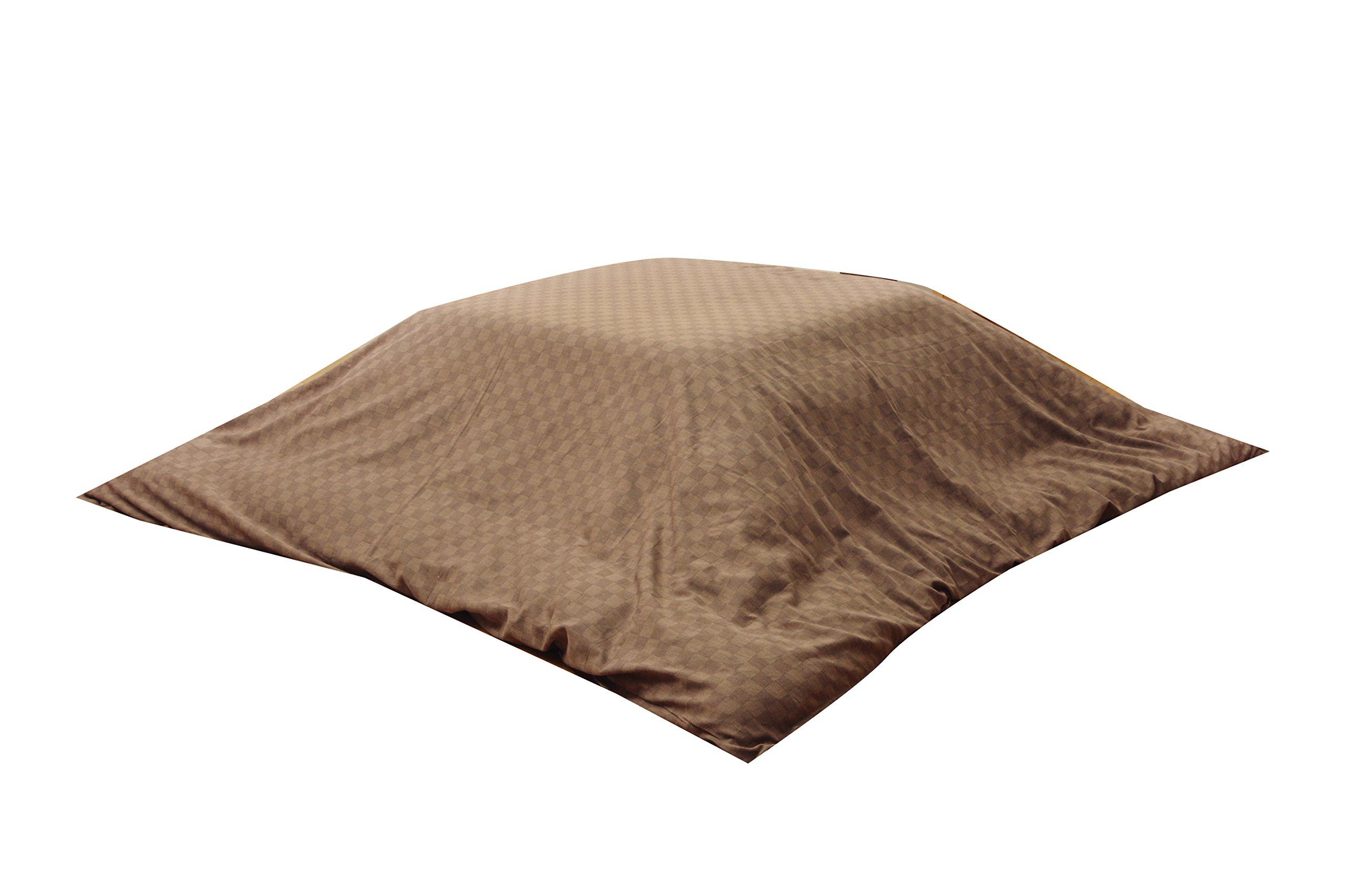

IKEHIKO Kotatsu Futon Cover, Square, Plaid Pattern, Indian Cotton, Creta Cover, Brown, Approx. 215 x 215 cm (Zipper Type)