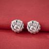 Sterling Silver Mahjong Spacer Beads: Chinese Style, Large Hole, Handmade for DIY Bracelets