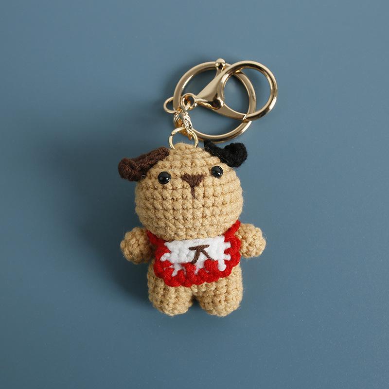 Cartoon Animal Doll Series Crochet Keychain Knitted Rabbit Keychain Cute Bear Keyring For Bag Pendant Custom Accessory
