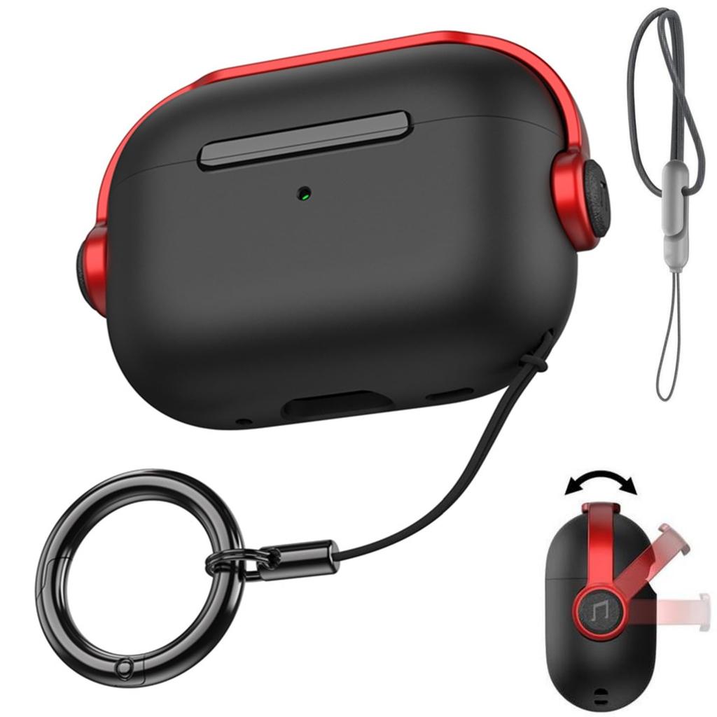 (Black-White) for AirPods Pro 3 with Phone Holder Safety Lock Protective Case for Apple AirPods Pro 3rd Generation with Lanyard