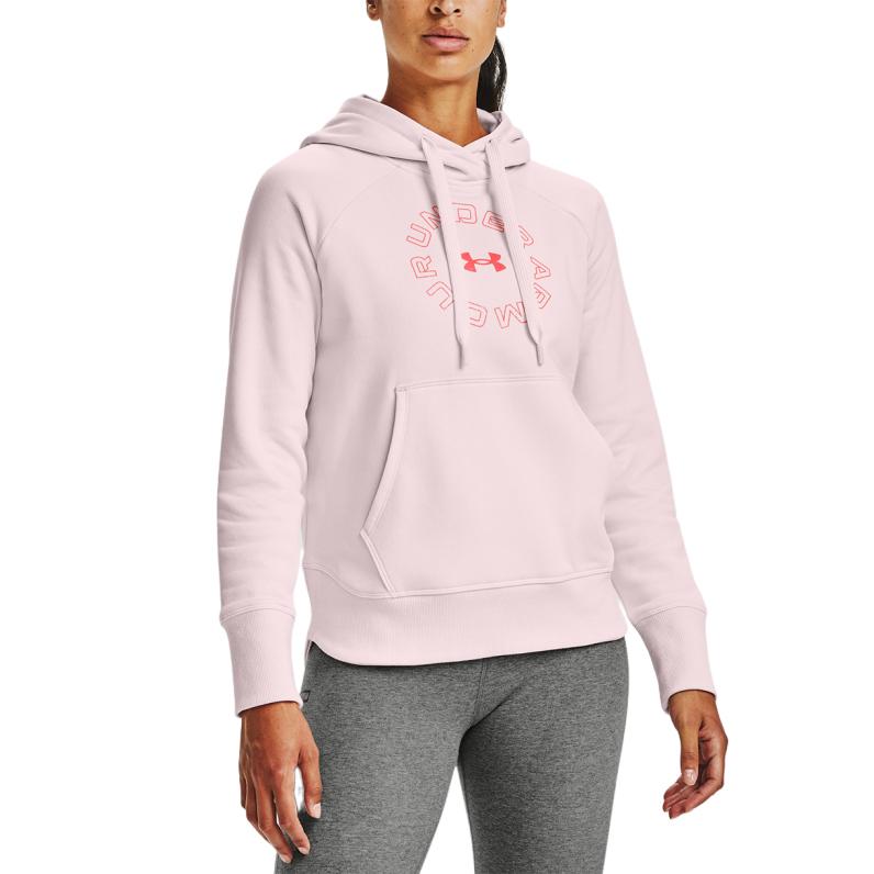 Under Armour Rival Metallic Fleece Hoodie Women Hoodies Ballet-Pink 1356323-658