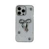 Applicable Iphone17Promax Silver Bead Silver Foil Mobile Phone Case Apple 16 Epoxy Transparent Wind Bow 15