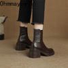 Vintage Platform Heels Women Ankle Boots Fashion Round Toe Stretch Slim Short Booties Shoes  Mujer