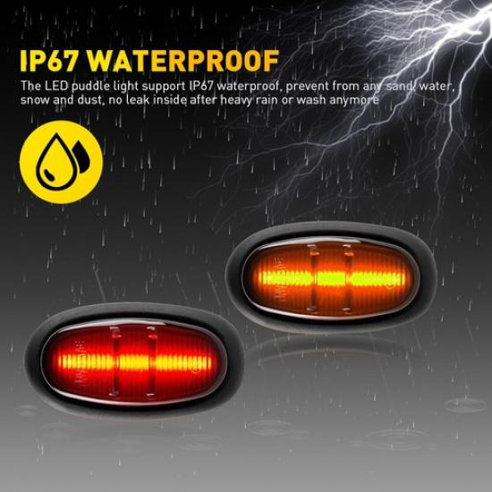 4PC Amber Red LED Fender Side Marker Lights For 2017- Ford F150 SVT Raptor A