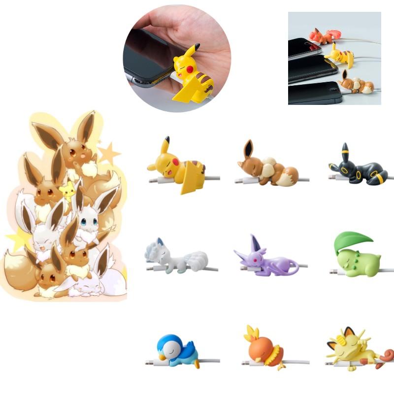 Pikachu Usb Round Data Cable Protector Accessory Cartoon Eevee Snorlax  Decor
