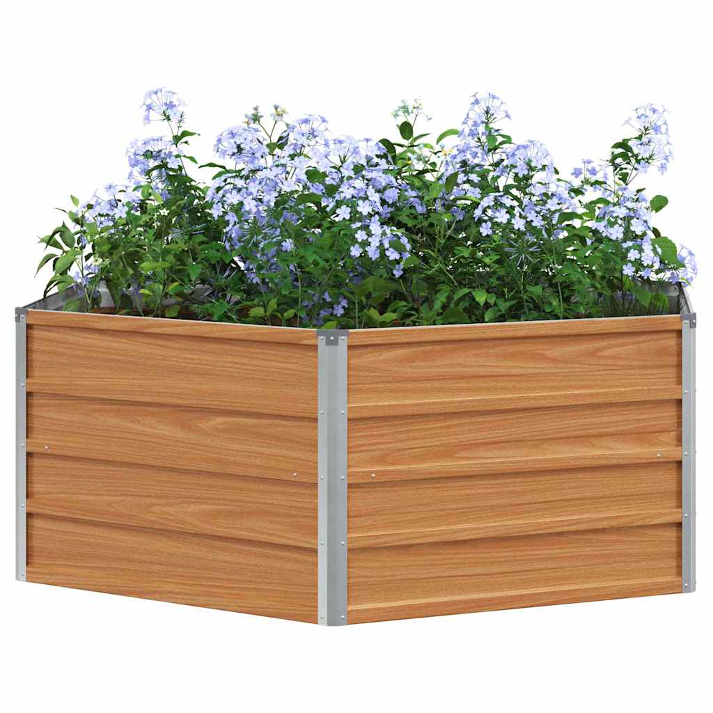 Raised Garden Bed for Outdoor Use Wood Look Finish 129 X 129 X 45 Cm Galvanized Steel