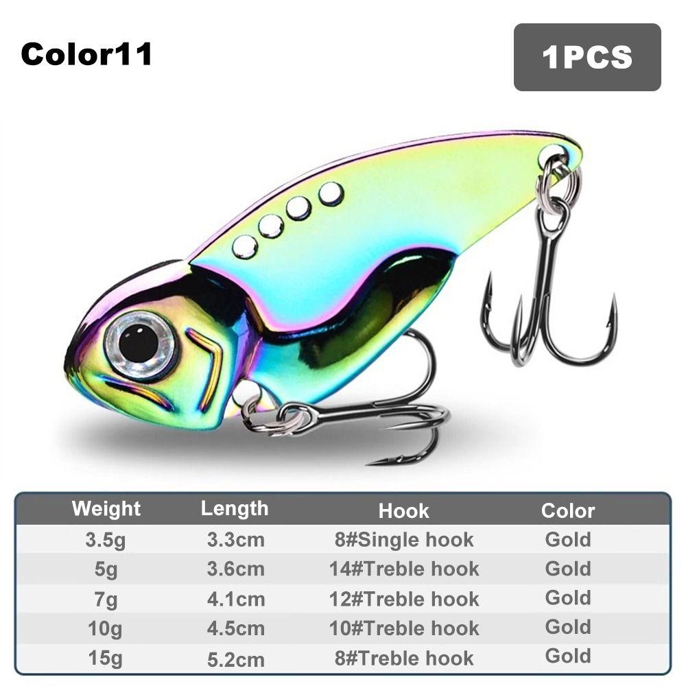 High Quality 5g VIB Fishing Lure 3D Slow Sinking Rattlesnake Iron Jig Zi Alloy High Vibration Vib Blade Lure for Predatory Fish