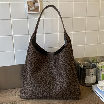 Niche Tote Bag Women's 2025 Autumn New Retro Leopard Print Underarm Bag Foreign Large-capacity Shoulder Cloth Bag Tide