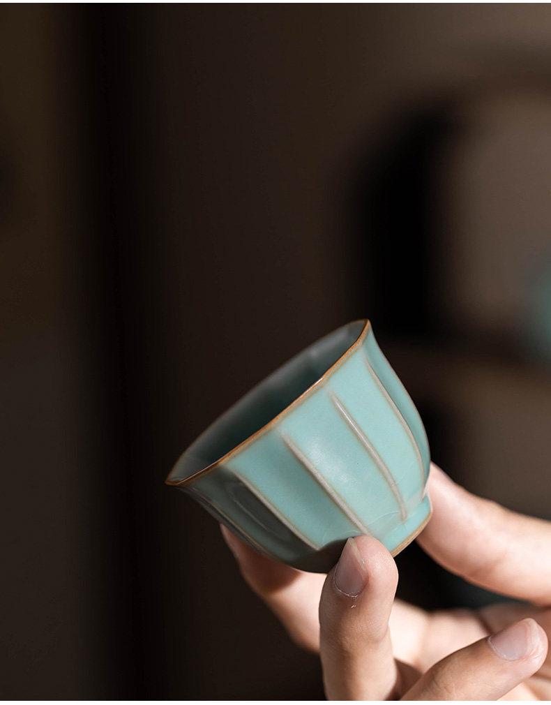 Ru Kiln Celadon Ceramic Tea Cup - Handmade Gongfu Single Master Cup