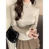 270g Lambswool Lace High-Collar Long-Sleeve T-Shirt for Women's Autumn/Winter