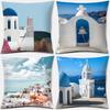45*45cm Greece Santorini Series Pattern Pillow Square Pillowcase Cushion Cover Home Sofa Textile Pillowcase Home Decoration
