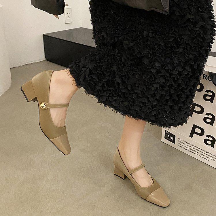 

Модные черные туфли на высоком каблуке с квадратным носком для женщин 2024 года, модные удобные туфли кофейного цвета для повседневной носки для женщин, легкие туфли для вечеринок 35 хаки