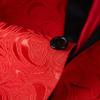 Mens Red Blazer Luxury Rose Patterned Jacquard Suit Jacket