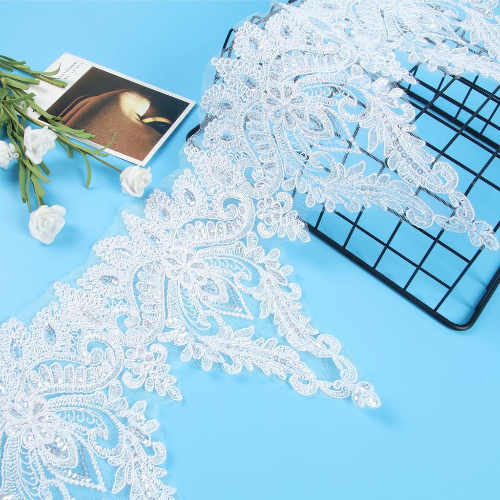 Car Bone Lace Lace Sequins Width 23Cm White Lace Fabric Underwear Women'S Dress Children'S Lace Fabric