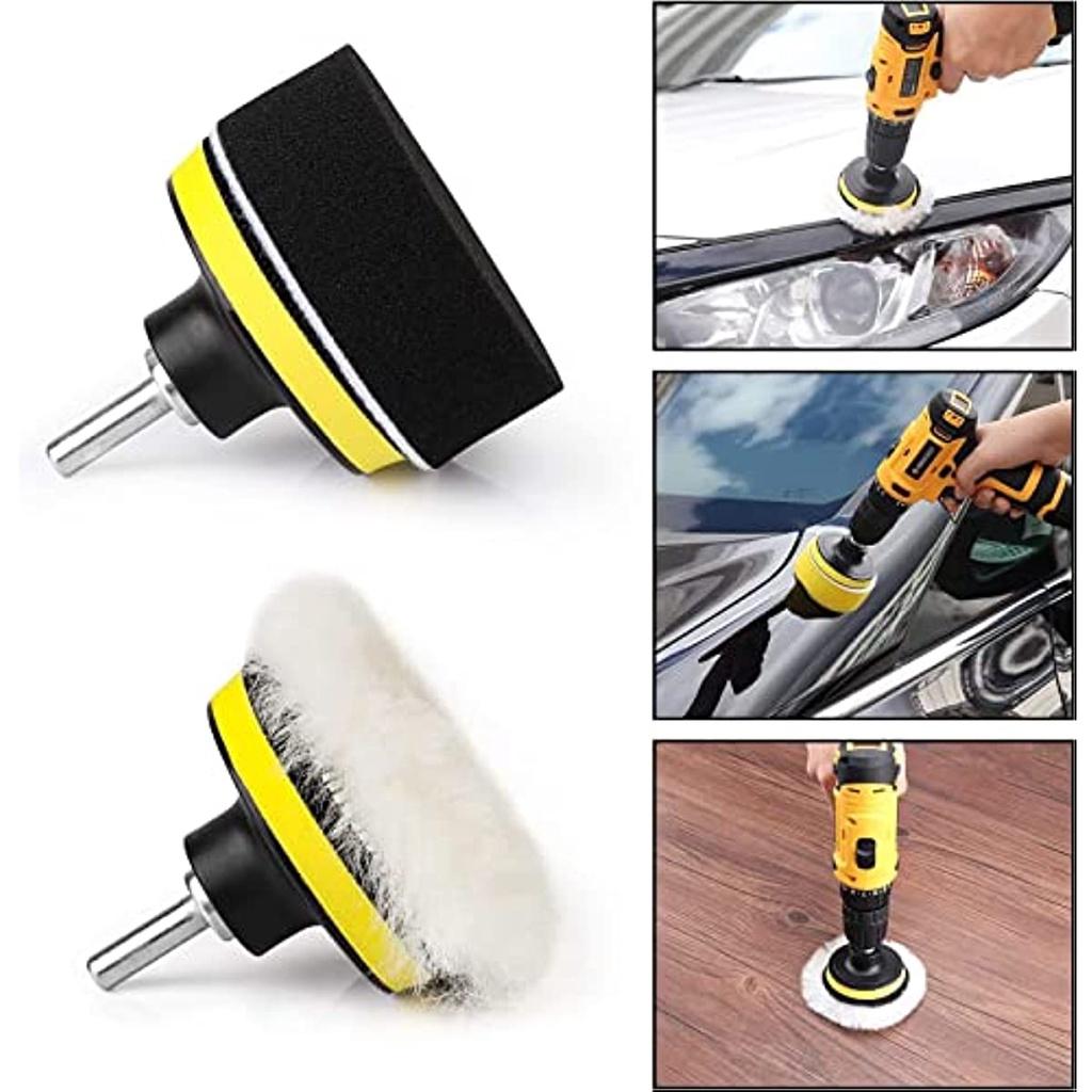 Auto Polishing Pad Kit 3-Inch Buffing Pad 10 Pcs Polishing Pads Kit Car Buffer Polisher Kit Drill Buffing Kit With Drill Adapter For Car Polishing Wa