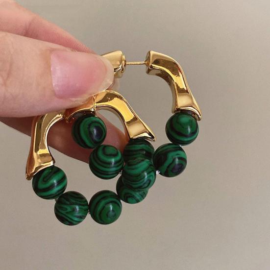1 Pair Vintage Turquoise Earrings Stylish Retro Design Hypoallergenic Copper Sensitive Ear Friendly Earrings