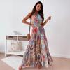 New Fashionable Sexy Floral Halter Dress Bohemian Long Dress Fairy