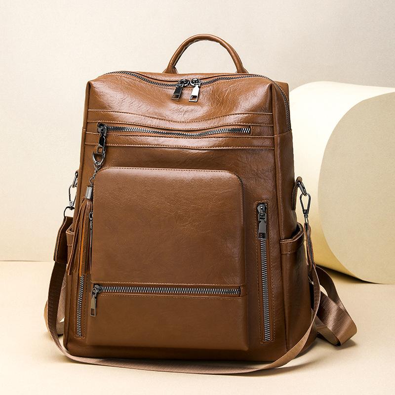 Double-shoulder Backpack for Ladies, Large Capacity, Simple Design, Travel Bag with Multiple Functions, Single Shoulder Bag