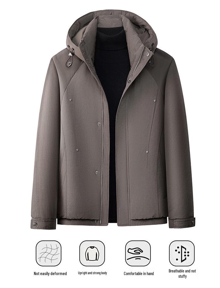 Men's Trendy Winter Commute Windproof Hooded Down Jacket - 90% Duck Down, Warm & Thickened