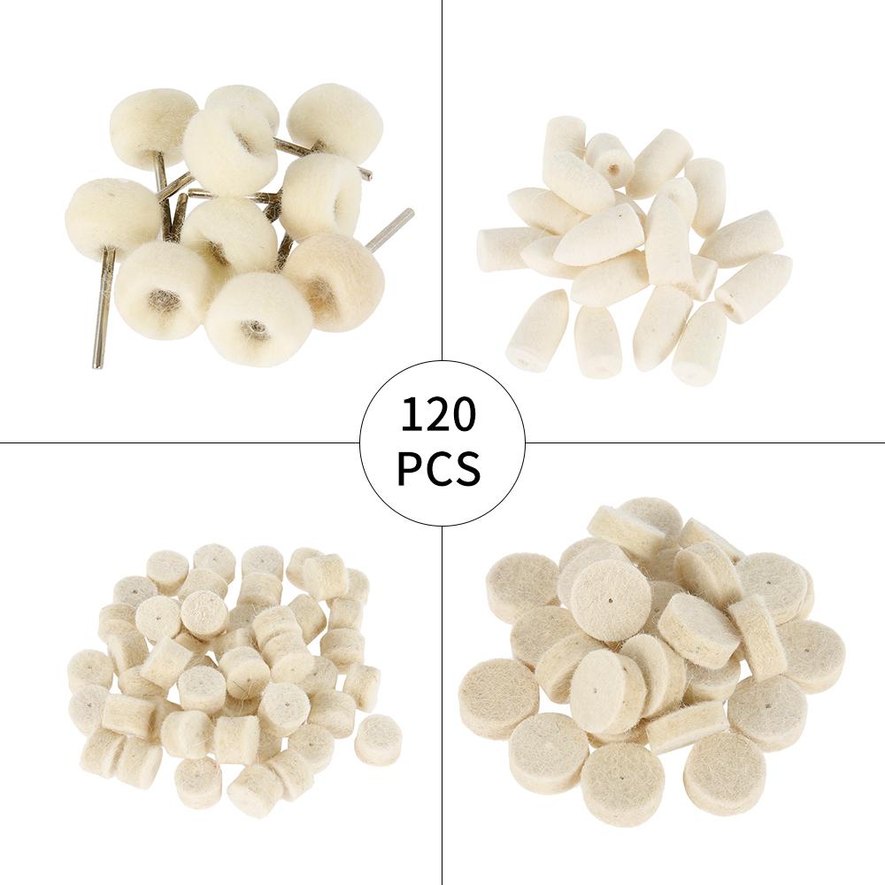 120 Stück Wollfilz Polier-Schleifscheibe Rundes Rad Schleifpad 3mm Schaft Für Dremel Rotationswerkzeug Zubehör Reinigungszubehör