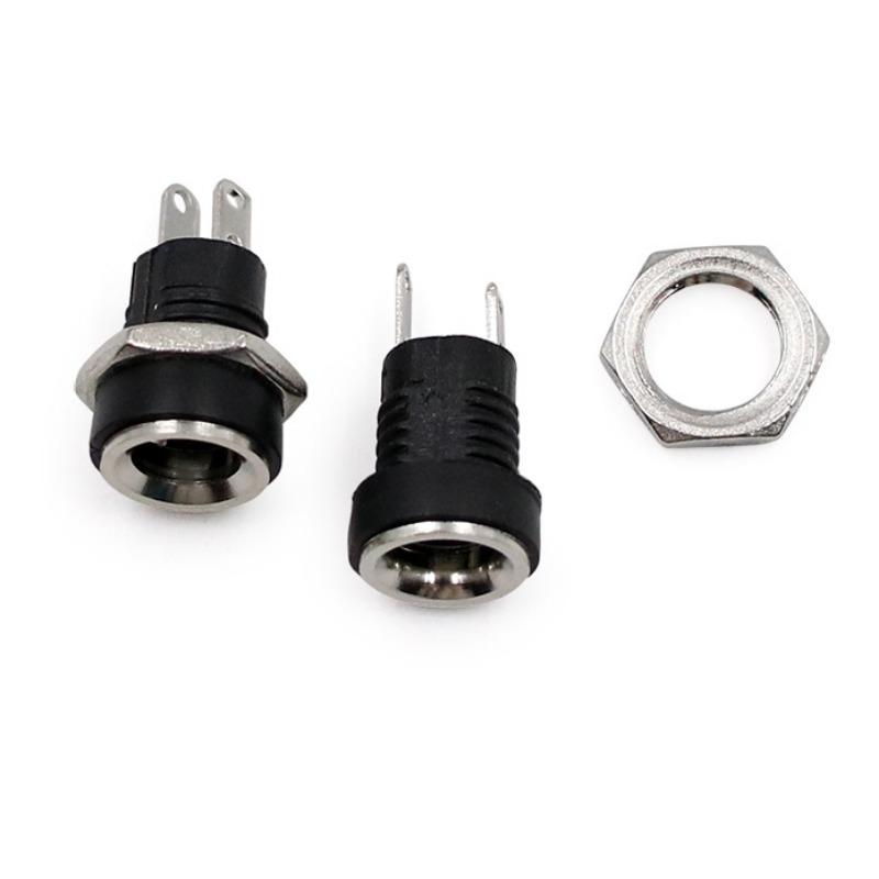 20Pcs/Lot DC Power Supply Jack Socket Female Panel Mount Connector 5.5mm 2.1mm Plug Adapter 2 Terminal Types