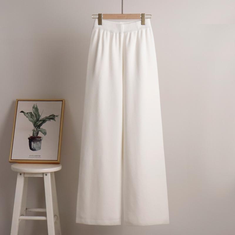 Women S Knit Sweater And Wide Leg Pants Set Polo Neck Long Sleeve