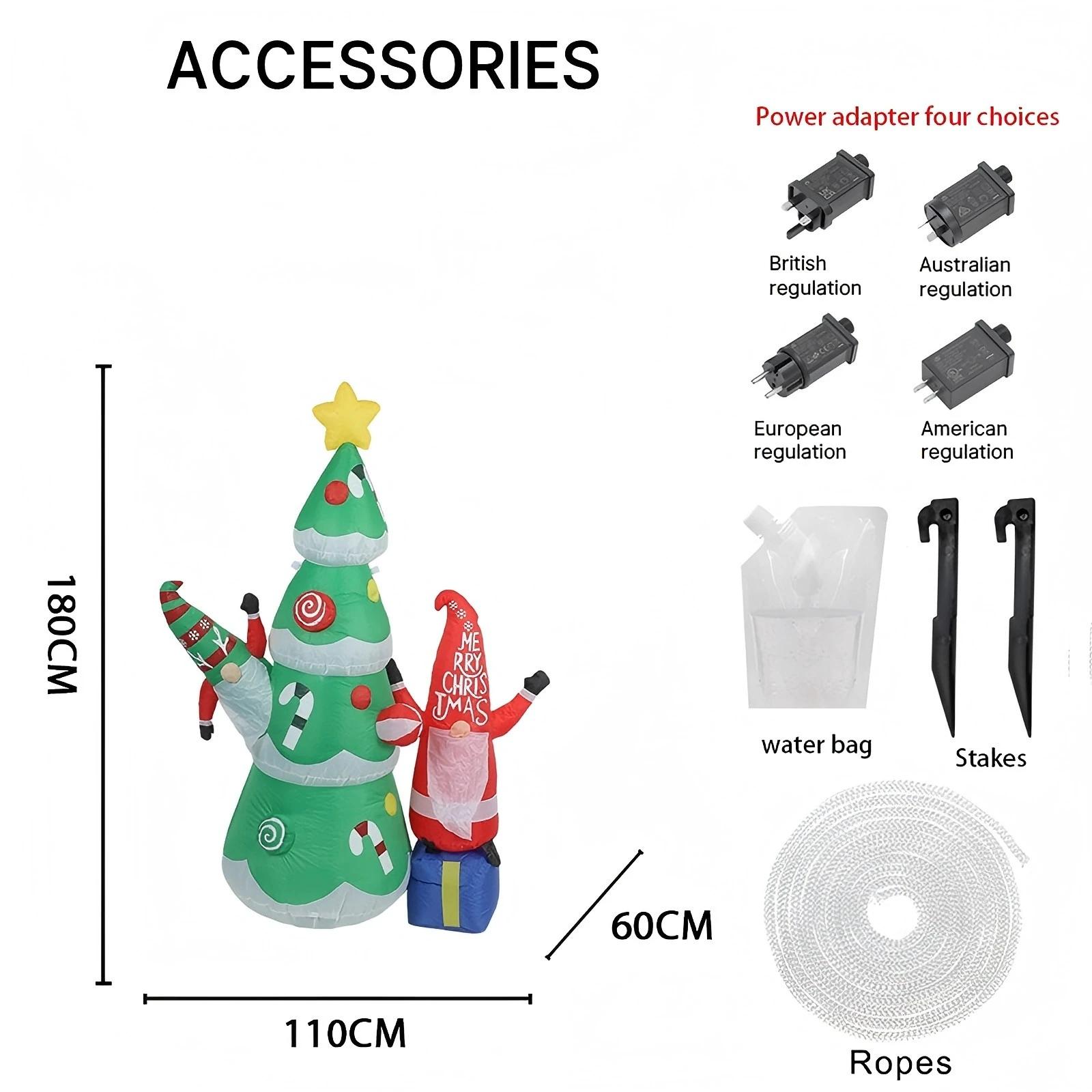 

5.91FT Yard Party Decoration Inflatable Tree Gnome Elf Toy LED Light Xmas Supplies Home Decor Ornaments Christmas Holiday Gift RU