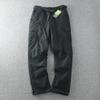 Men's Winter Casual Pants Windproof and Waterproof Outdoor Plus Velvet Soft Shell Pants Straight  Multi-bag Tooling Men Gift Belt