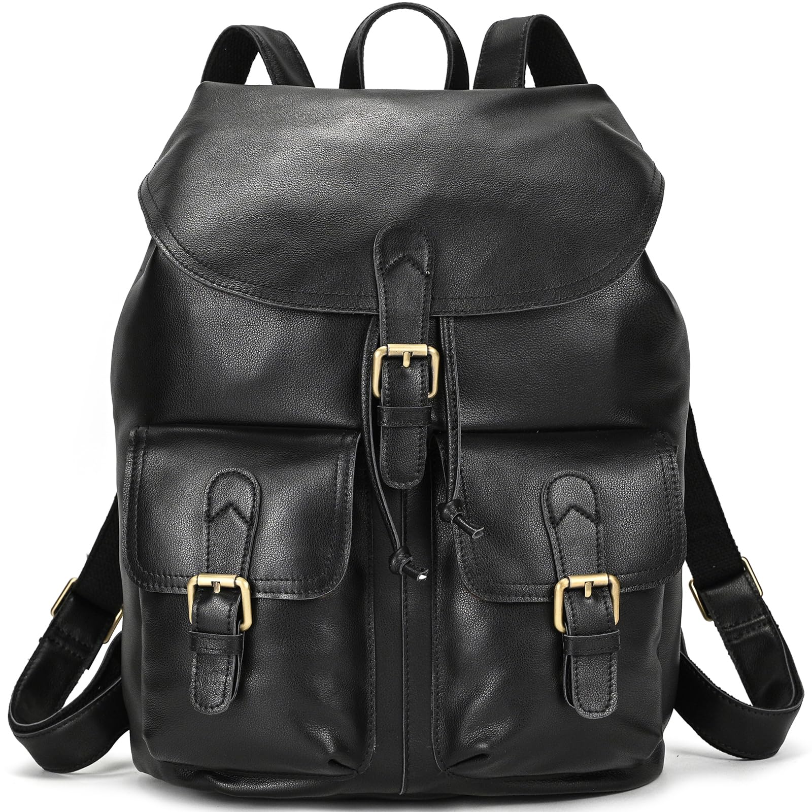 

wifreo Рюкзак из натуральной кожи большой формата A4, подходит для деловых поездок, мужской, вместимость, размер, для 14-дюймовых ПК, унисекс, для поездок на работу, в школу, (черный) чёрный