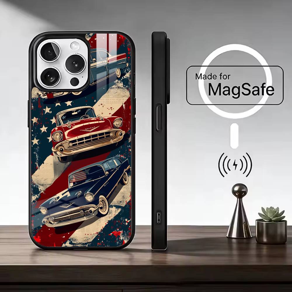 USA A-Amerika Flagge Handyhülle Für iPhone17,16,15,14,13,12,11 Plus,Pro Max, Neues Magnetisches Kabelloses Laden