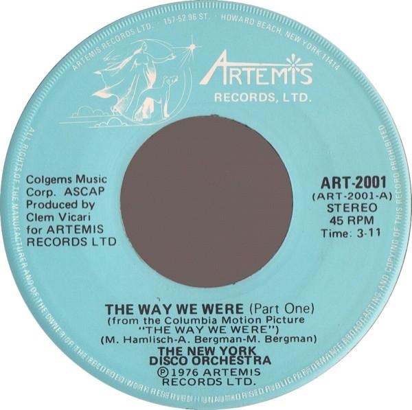 

7inch Record NEW YORK DISCO ORCHESTRA The Way We Were ART2001 Artemis Records 1976 US SoulFunk Used