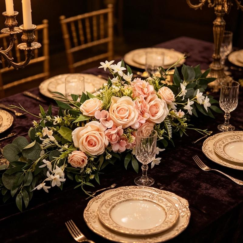 Simulation Flower Artificial Silk Rose Flower For Wedding Reception Chair Back Flower Arrangement Bridal Showers Party