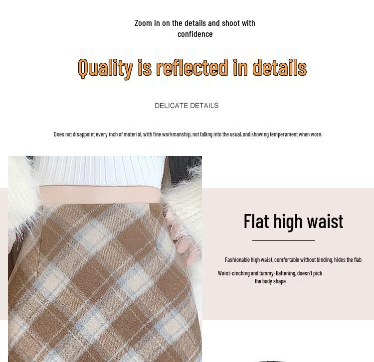 Korean Style Retro Plaid High-Waist Wool A-Line Skirt for Women - 2024 Autumn/Winter Collection