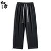 Men's Fleece-lined Loose Straight-Leg Sweatpants