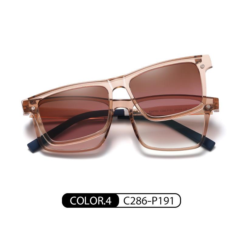 CG7703Super Light TR90Magnetic polarized prescription glasses for men and women, square frame sunglasses for drivers