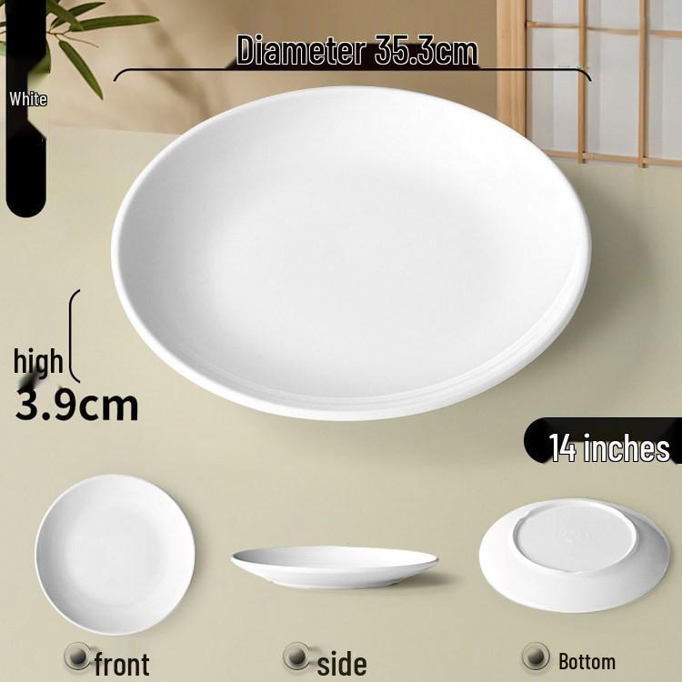 Melamine Round Plate: Porcelain-Look, Two-Color, for Commercial Use In Restaurants and Buffets - Perfect for Fast Food, Rice Bowls, and Cold Dishes.