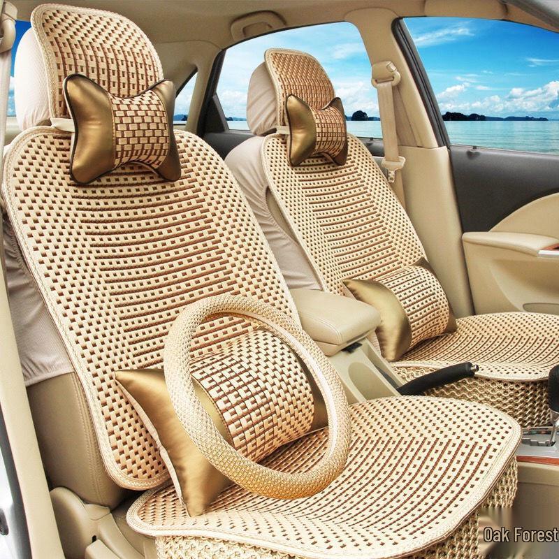 Universal Ice Silk Car Seat Cushion - All-Season Luxury Woven Cover, Breathable, Cooling, Full Surround Design