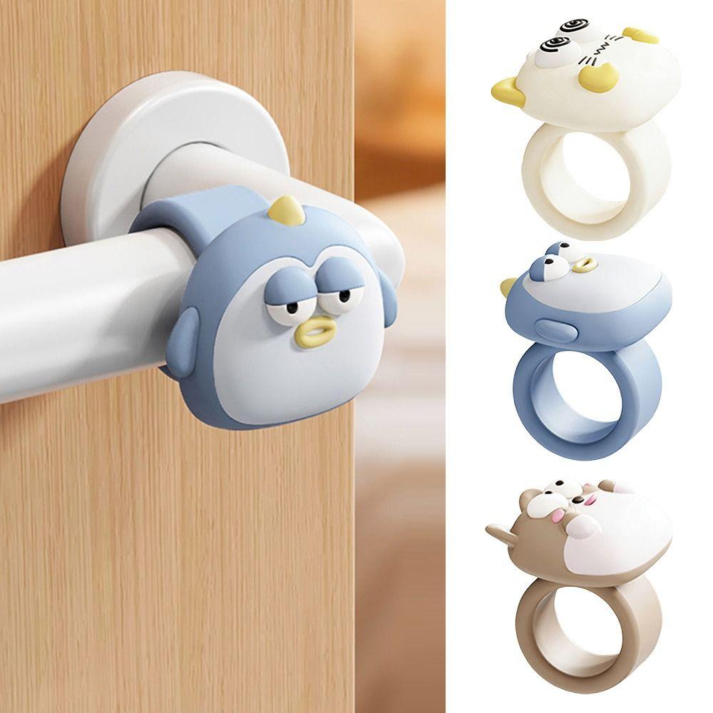 Silicone Door Handle Impact Pad Cartoon Punch-free Door Stopper Anti-Shock Silent Door Handle Anti-collision Ring
