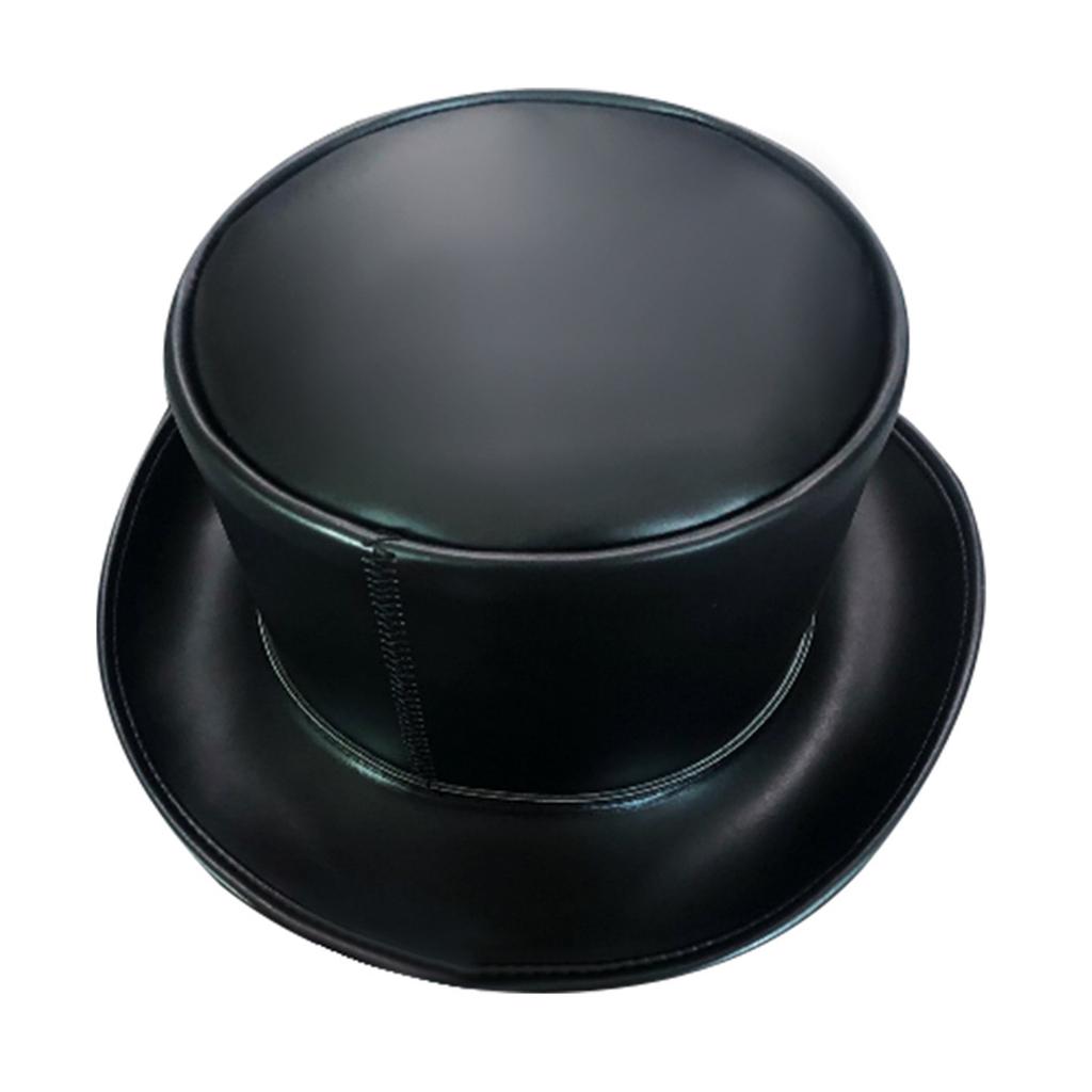 Fashion PU Derby Hat Magician Cap for Magician Costume Performances Theatrical Plays Musicals Top Hats Adult Teens