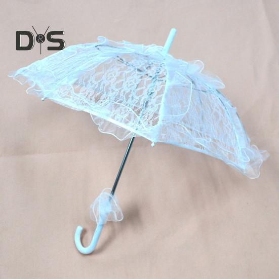 Vintage Lace Embroidery Umbrella Long Handle Lightweight Decorative Umbrella Wedding Party Bridal Dance Stage Performance Parasol Photography Props