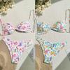 2024 European & American Floral Backless Sexy Two-Piece Bikini Swimsuit for Women