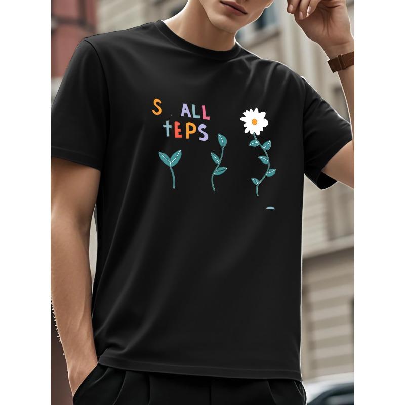 

European sizes Small Footprint Print Black Short-Sleeved T-Shirt, Easy And Fresh Design, Essential for Daily Casual Wear S чёрный
