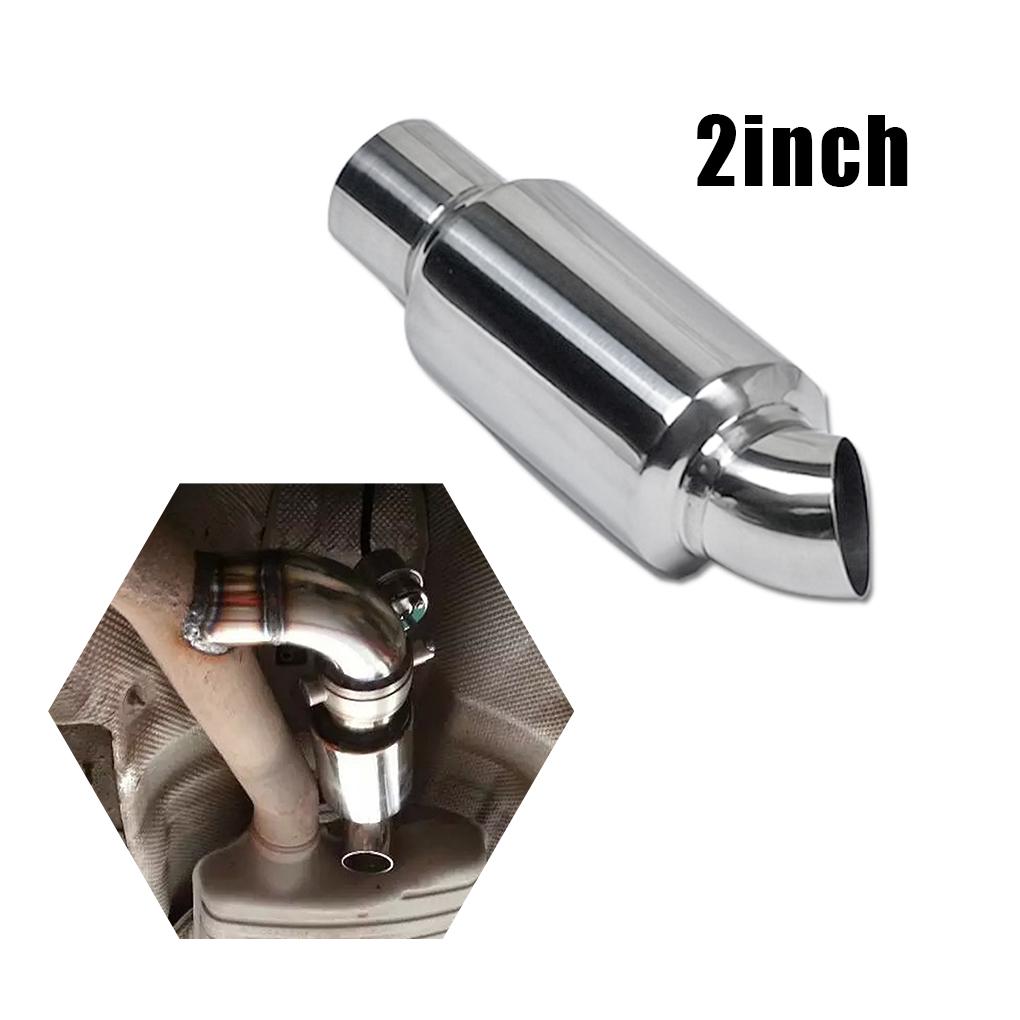2.0 2.5'' Inlet Outlet Car Truck Dump Muffler Tip Resonator  Stainless Steel Exhaust Pipe Tip Sound Tuning Silencer