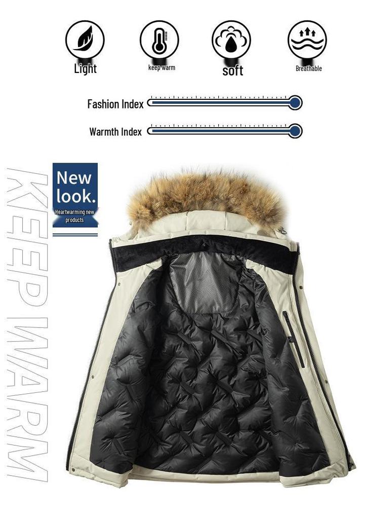 2025 Winter New Couple's Hooded White Duck Down Jacket - Men's Thick, Warm, Loose, Plus Size Outerwear