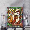 Diamond Painting Chip and Dale Stained Glass Style Art Painting 5D DIY Rhinestone and Diamond Embroidery Cross-stitch HomeandWeddingDecorations