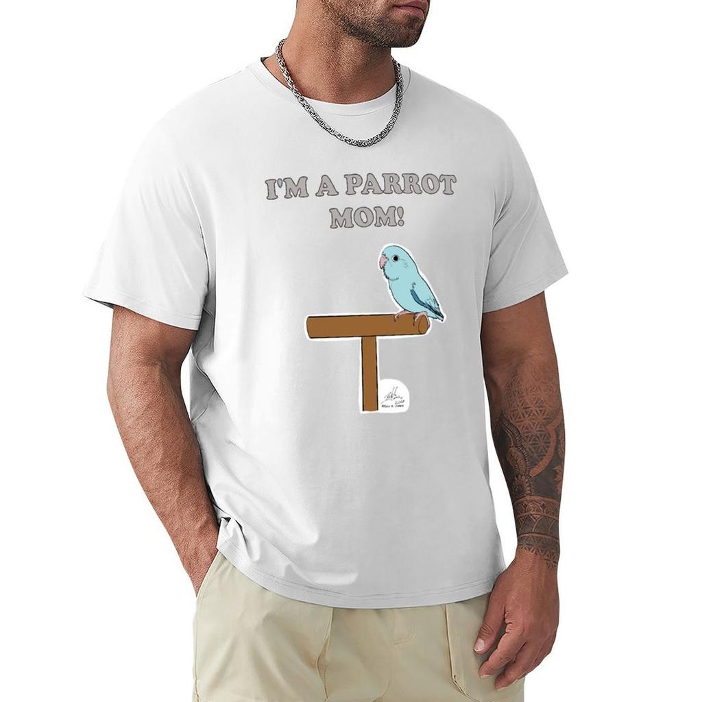 Im A Parrot Mom With A Blue Parrotlet Tshirt Plus Size Summer Short Sleeve Tshirt