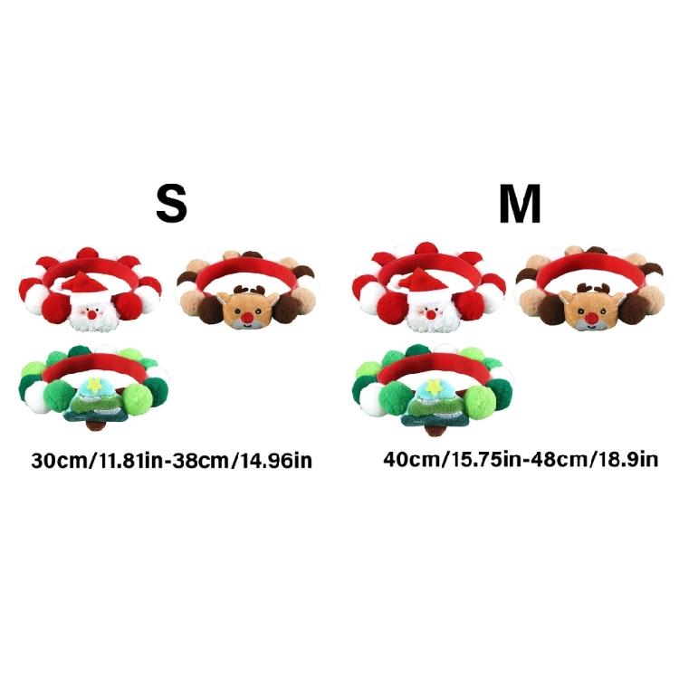 Set of 3 Soft Plush Cats Collars with Furry Pompoms for Cats Dogs Christmas Theme Party Cats Neckwear Festival Pet Collars